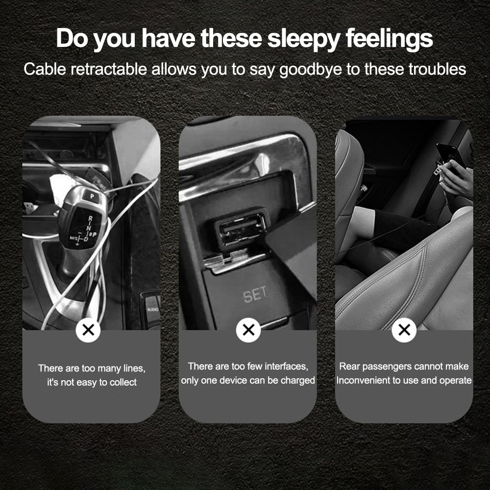 3-in-1 Retractable Backseat Car Charging Station