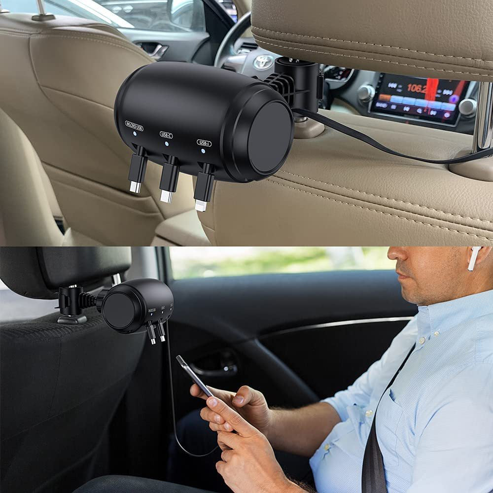 3-in-1 Retractable Backseat Car Charging Station